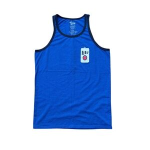 Miller Lite Tank Top Men’s S Blue Double Sided Beer Graphic 2016